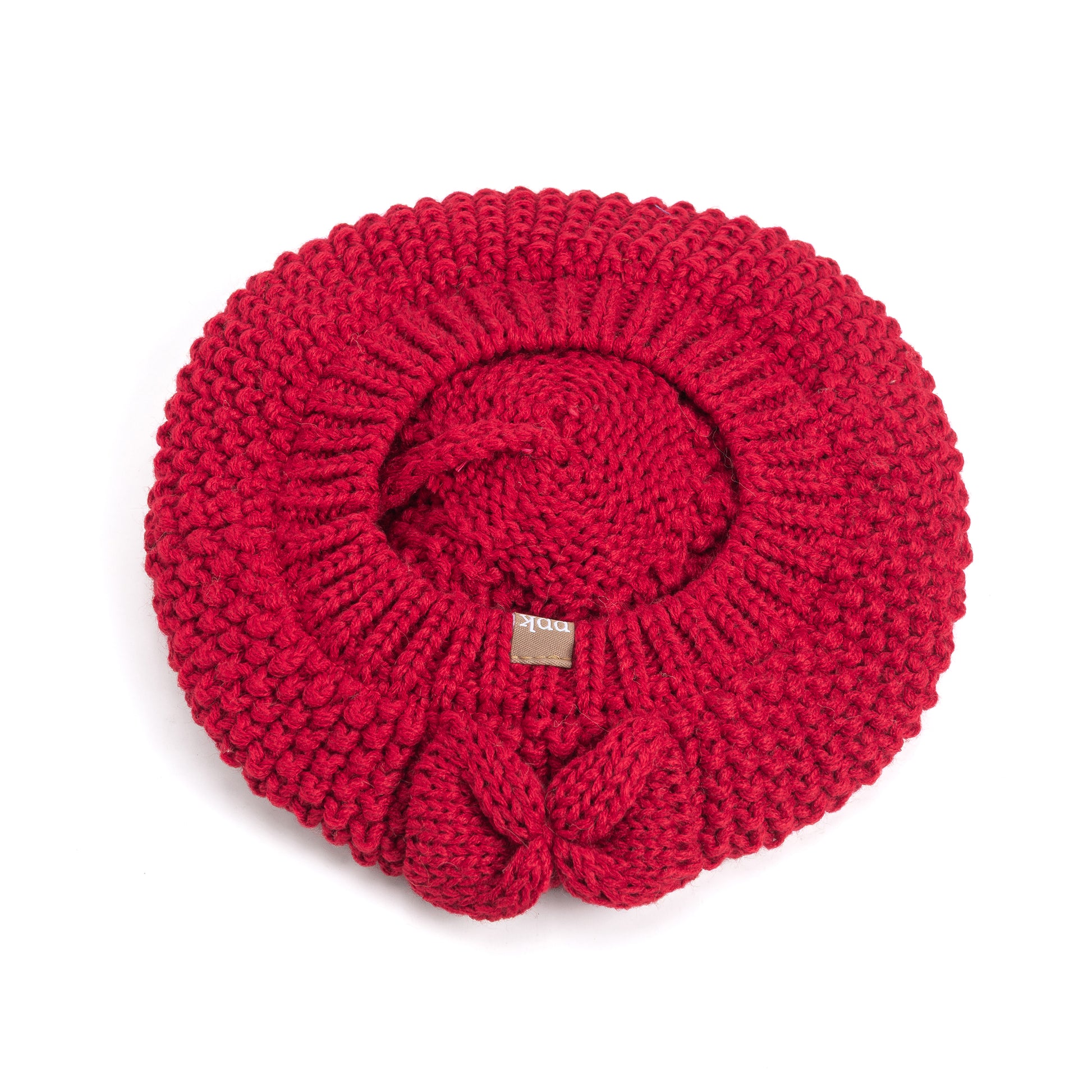 Girls Knitted Beret Beanie Hat with Bow & Pompom, Fleece Lined Soft Warm Winter Hat