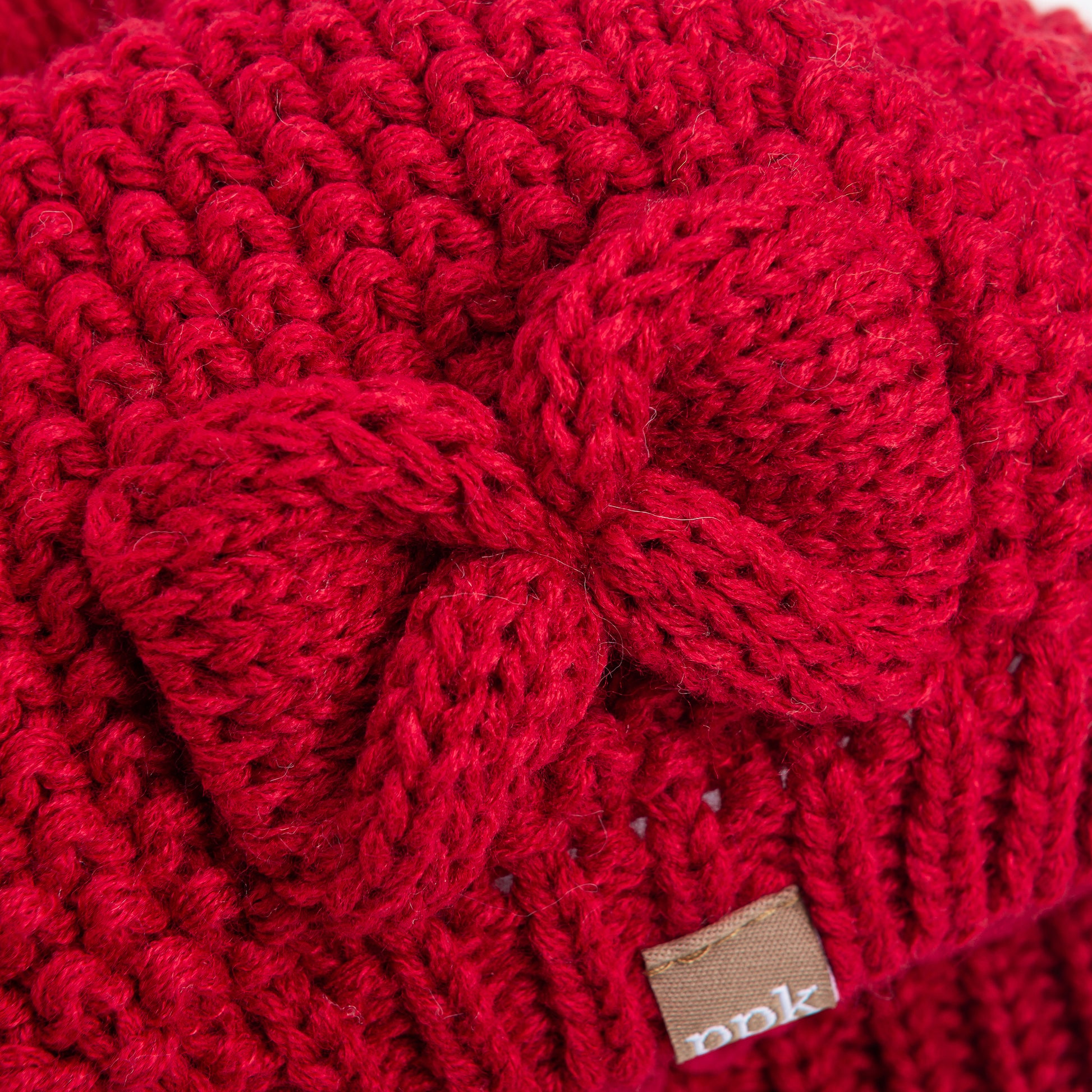 Girls Knitted Beret Beanie Hat with Bow & Pompom, Fleece Lined Soft Warm Winter Hat