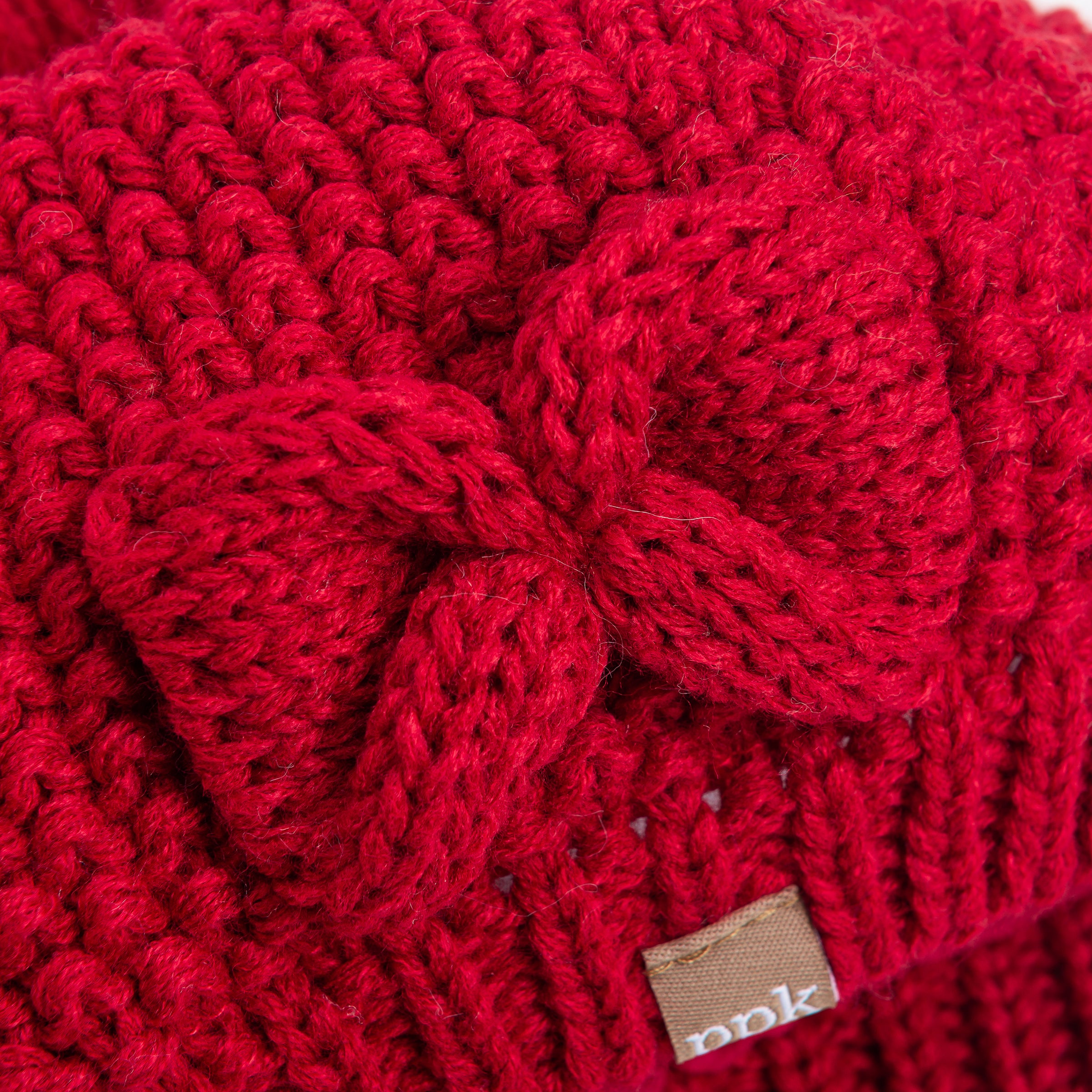 Girls Knitted Beret Beanie Hat with Bow & Pompom, Fleece Lined Soft Warm Winter Hat