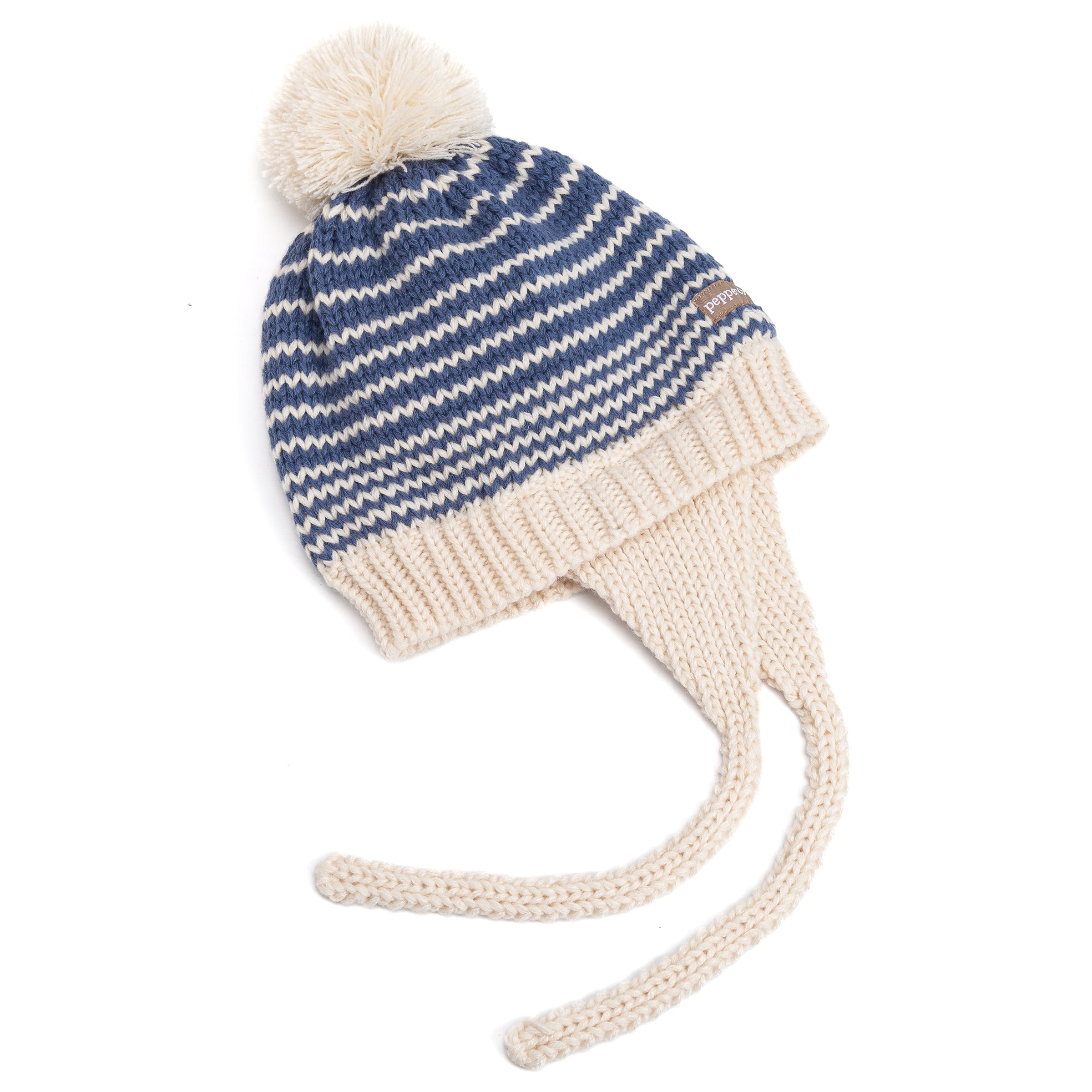 Warm Earflap Stripe Beanie Hat with Strap for Toddlers/Little Kids 1-6 Years