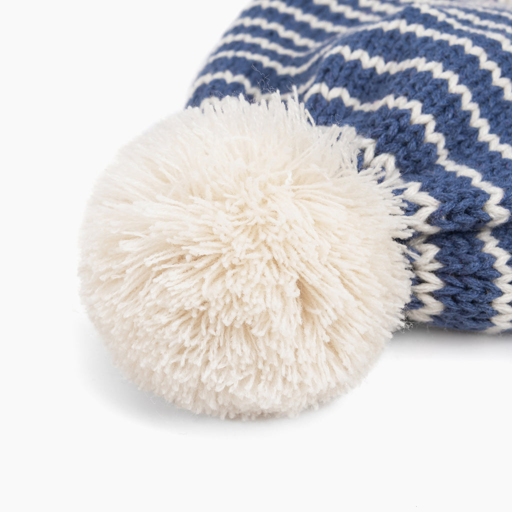 Warm Earflap Stripe Beanie Hat with Strap for Toddlers/Little Kids 1-6 Years