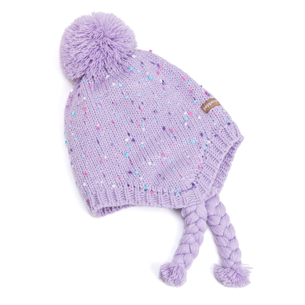 Girls Fleece Lined Knit Earflap Hat, Warm Winter Beanie for Toddlers and Kids 1-12 Years