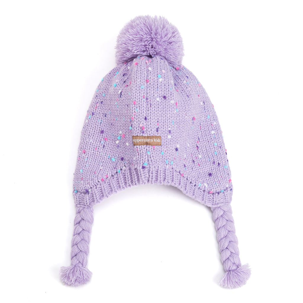 Girls Fleece Lined Knit Earflap Hat, Warm Winter Beanie for Toddlers and Kids 1-12 Years