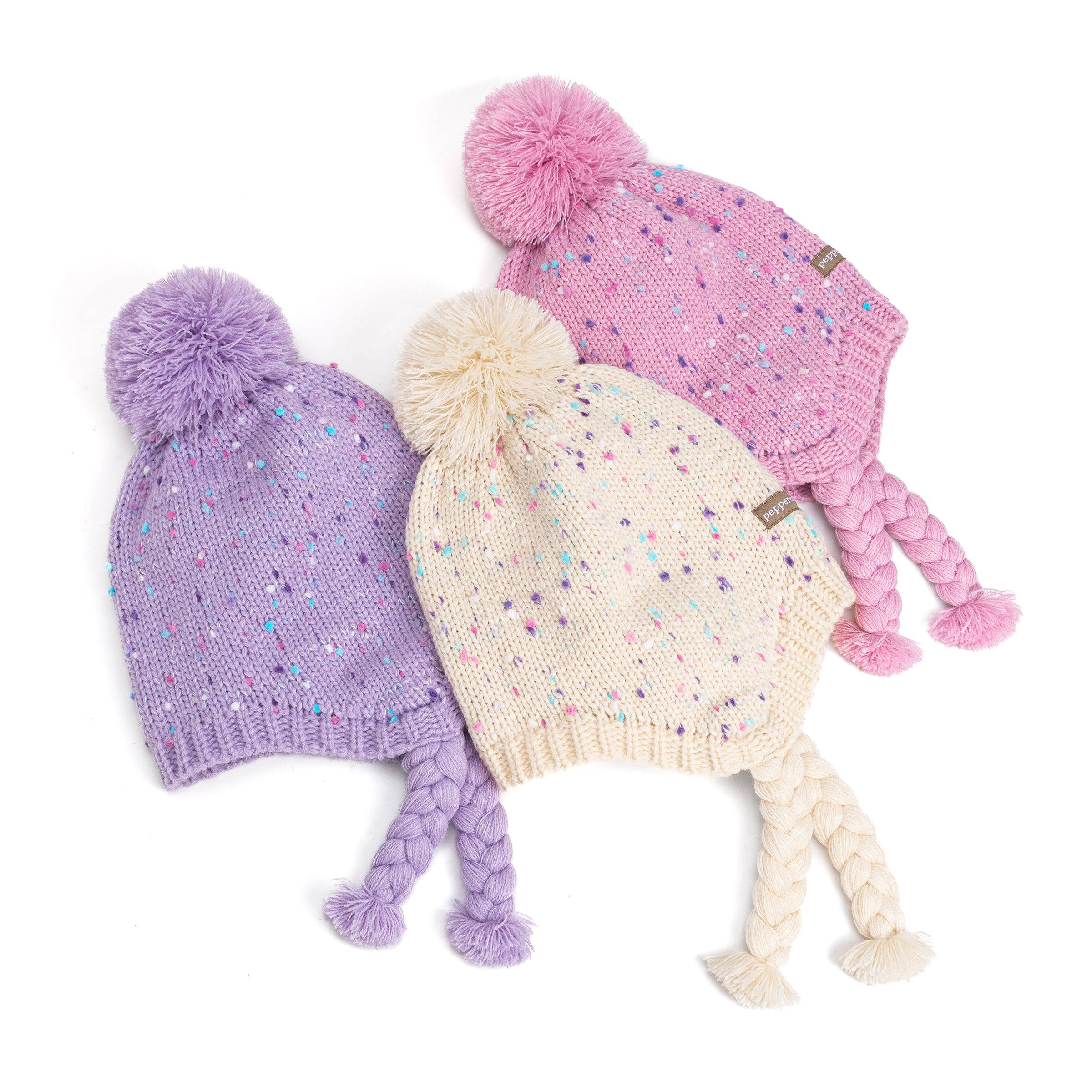 Girls Fleece Lined Knit Earflap Hat, Warm Winter Beanie for Toddlers and Kids 1-12 Years