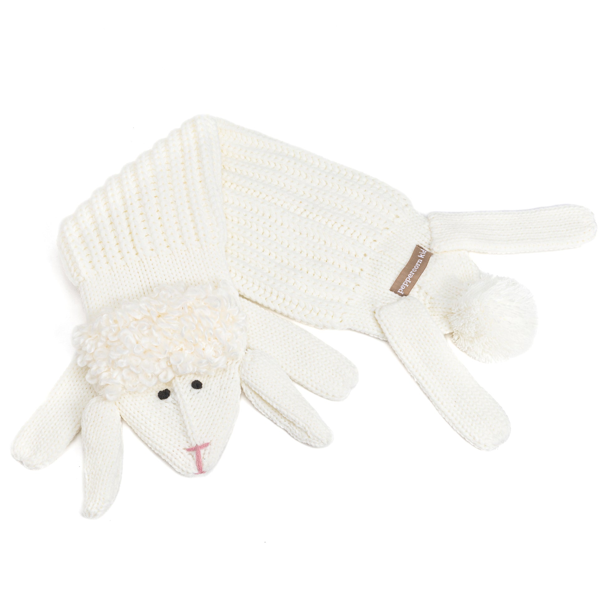 Kids Baby Lamb Knitted Neck Scarf - Pure White (Age 4-12Y)