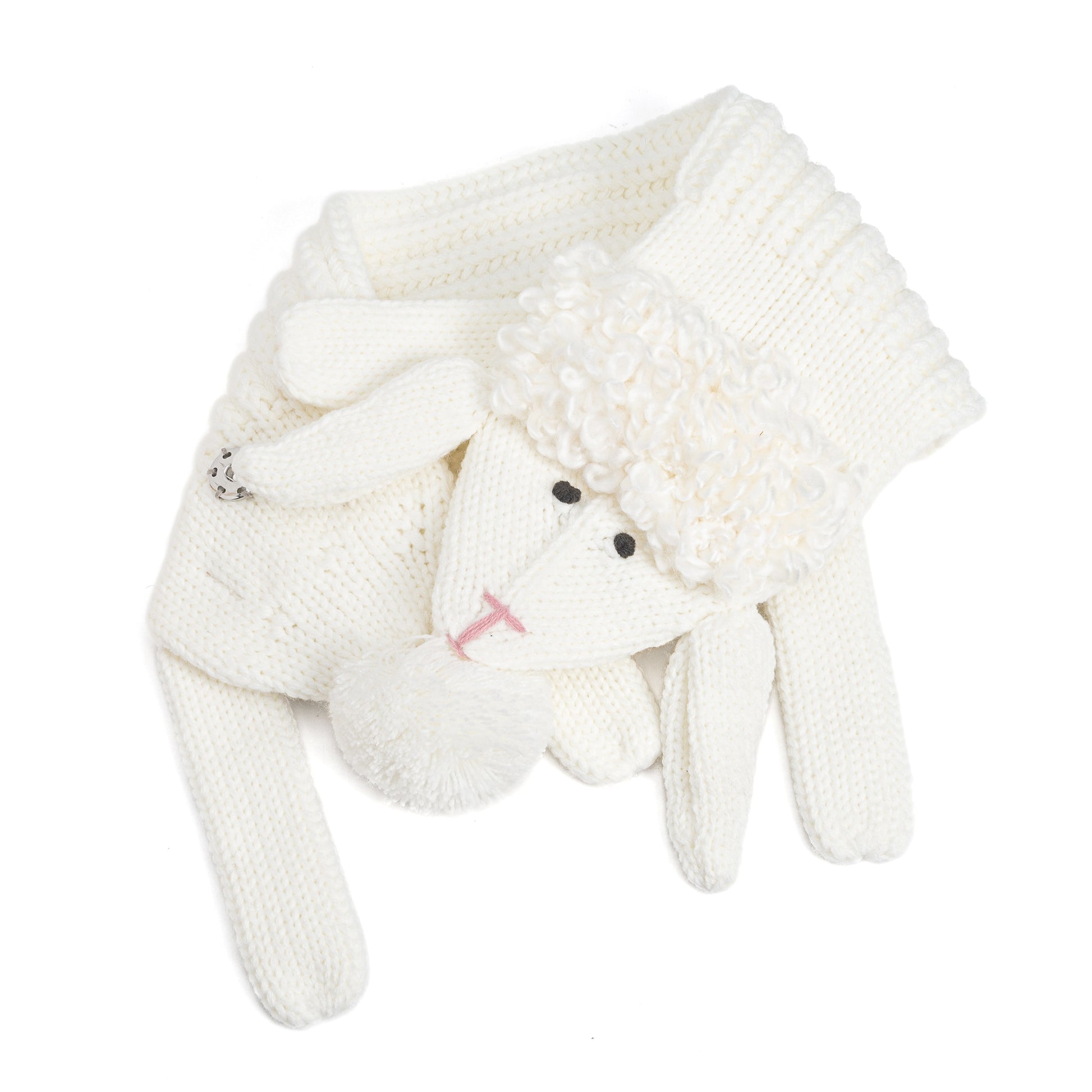 Kids Baby Lamb Knitted Neck Scarf - Pure White (Age 4-12Y)
