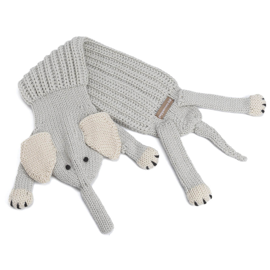 Knit Elephant Scarf for Toddlers & Kids – Soft Double‑Layer Warm Scarf with Snap Closure