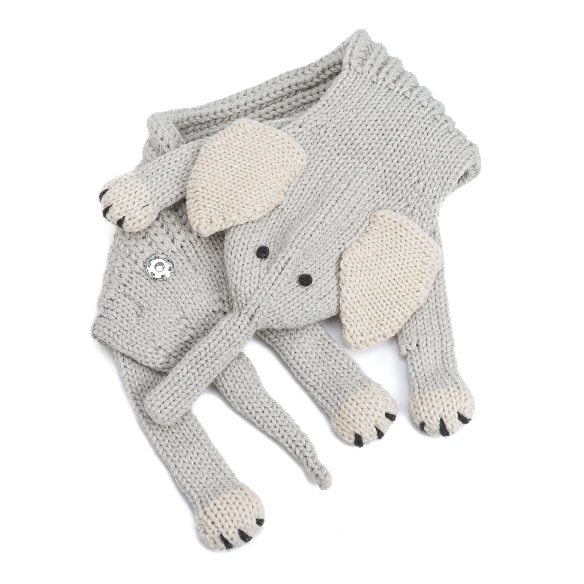 Knit Elephant Scarf for Toddlers & Kids – Soft Double‑Layer Warm Scarf with Snap Closure