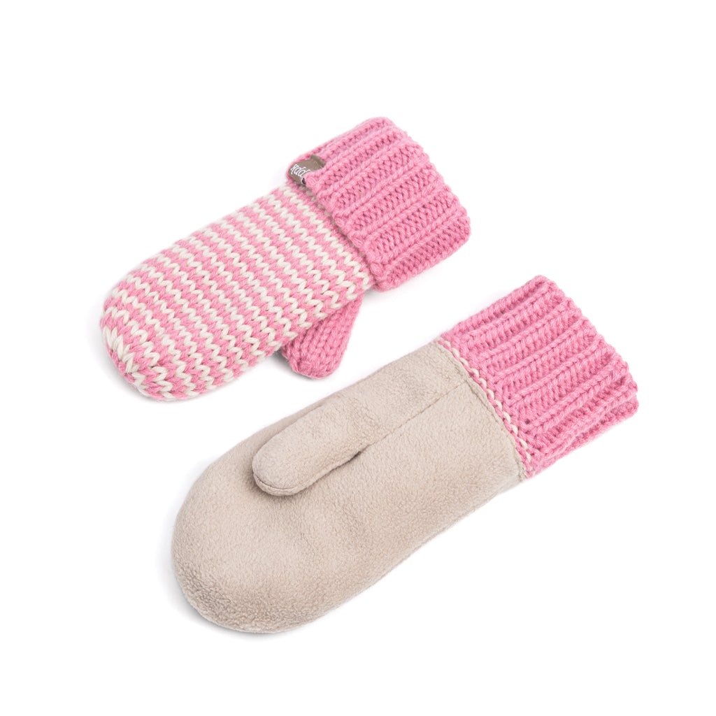 Stripe Knit Mittens: Warm Fleece Lined Acrylic Gloves for Children 1-12 Years