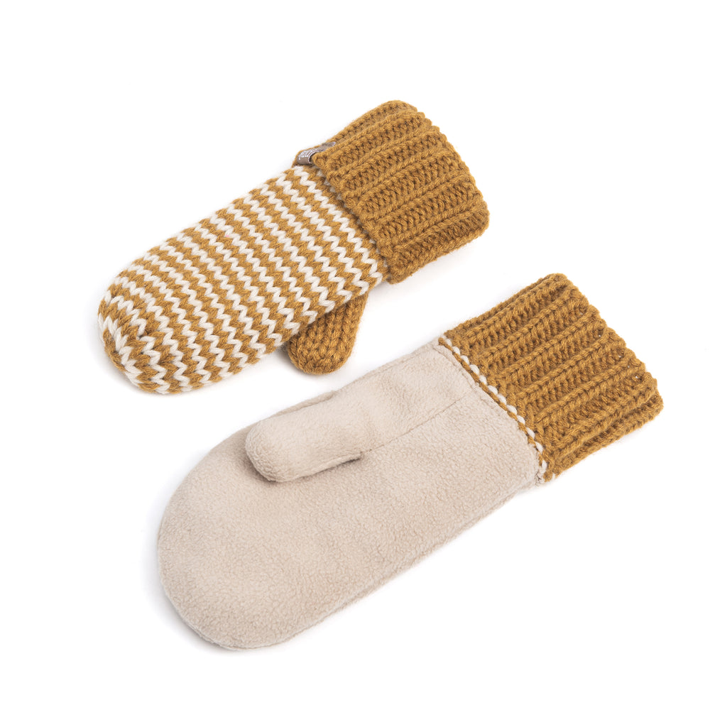 Stripe Knit Mittens: Warm Fleece Lined Acrylic Gloves for Children 1-12 Years