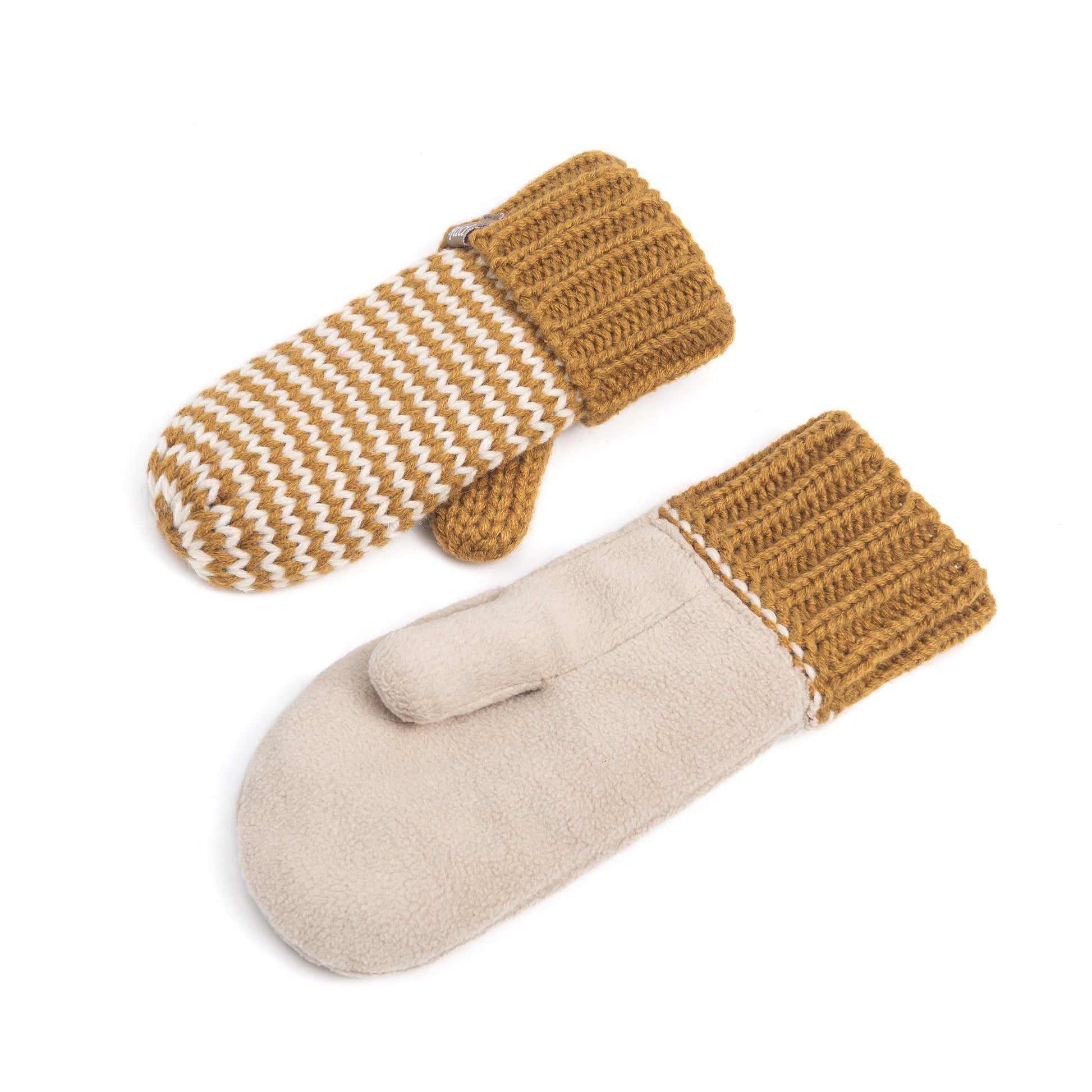 Stripe Knit Mittens: Warm Fleece Lined Acrylic Gloves for Children 1-12 Years