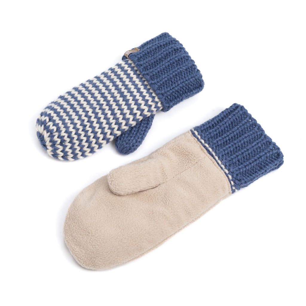 Stripe Knit Mittens: Warm Fleece Lined Acrylic Gloves for Children 1-12 Years