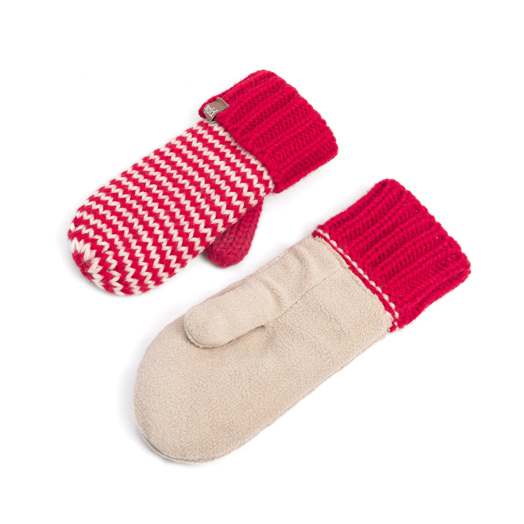 Stripe Knit Mittens: Warm Fleece Lined Acrylic Gloves for Children 1-12 Years