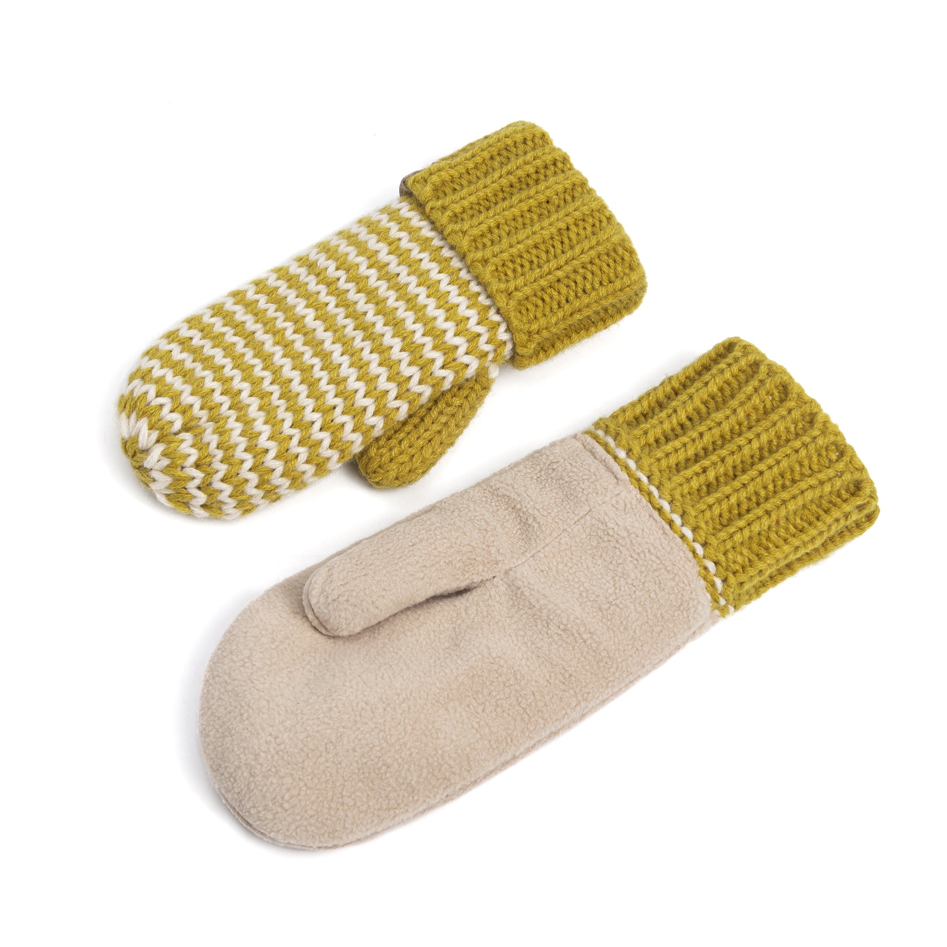 Stripe Knit Mittens: Warm Fleece Lined Acrylic Gloves for Children 1-12 Years