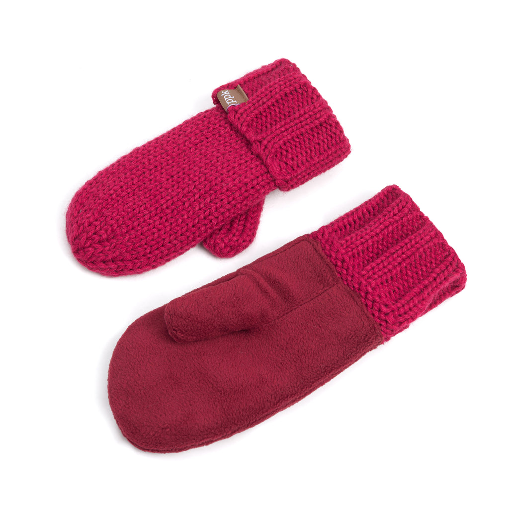 Essential Knit Mittens with Fleece for Kids 3-12 Y- Cold Weather Basic Accessory