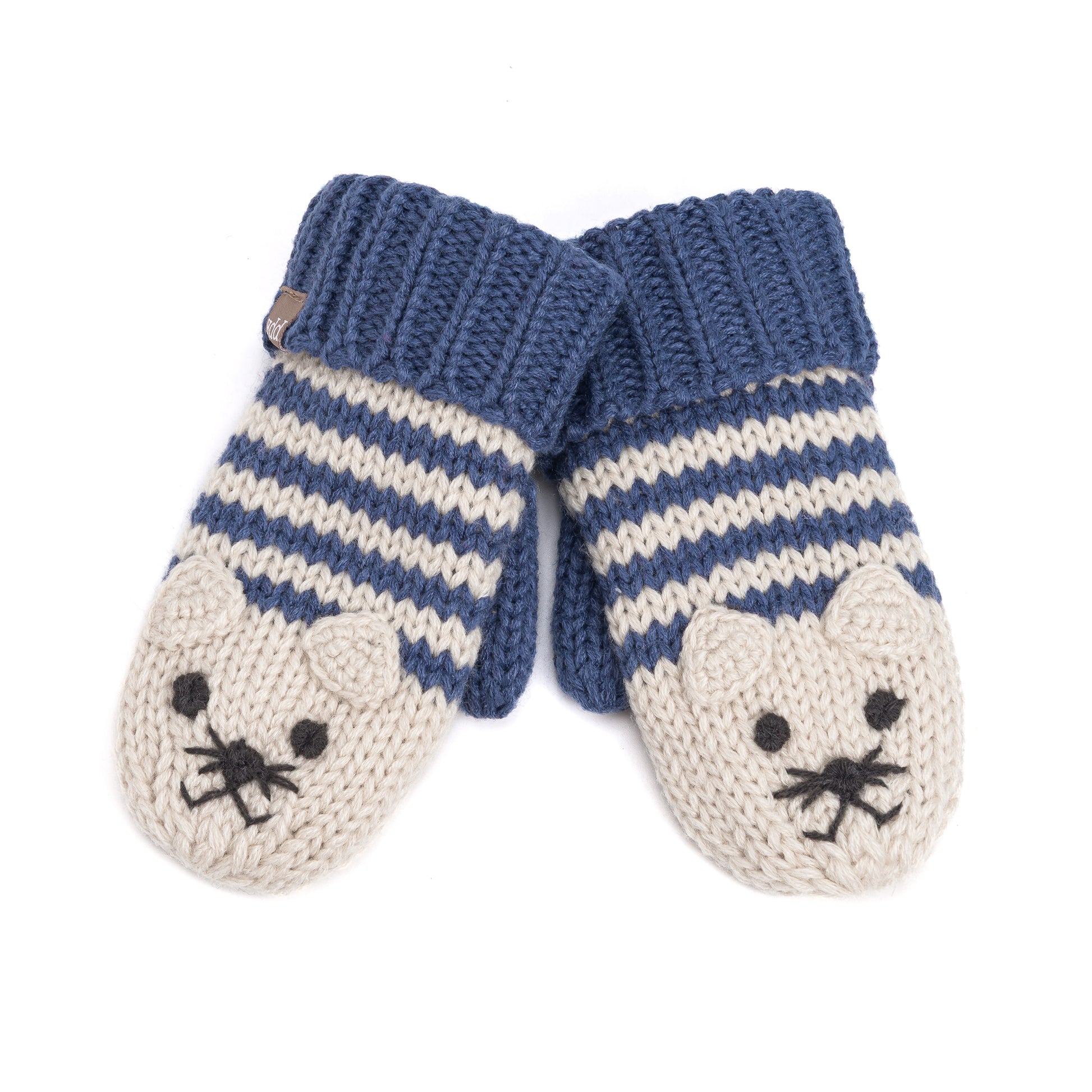 Kids Kitty Cat Stripe Knit Mittens - Soft, Fleece Lined, For Toddlers and Children of All Ages