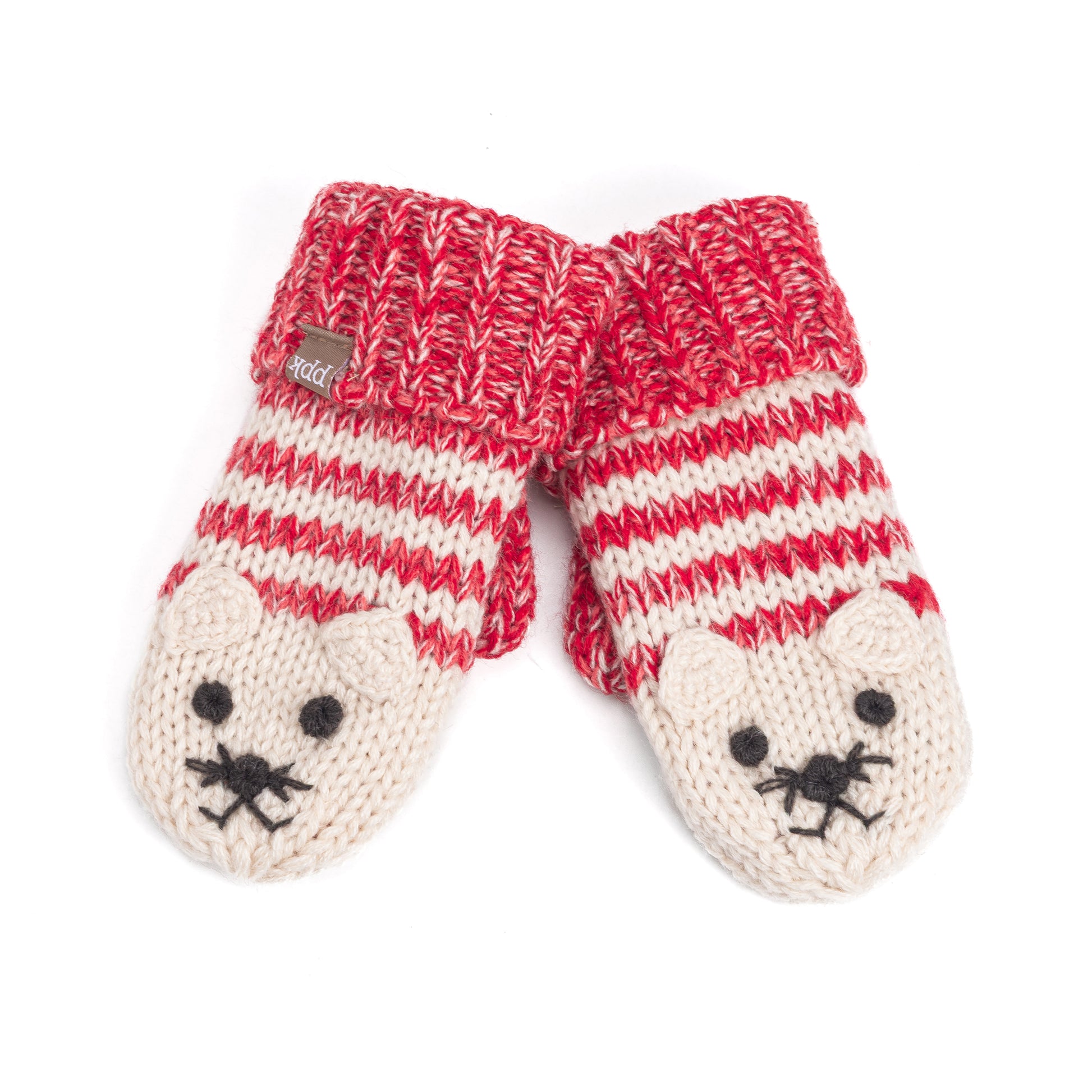 Kids Kitty Cat Stripe Knit Mittens - Soft, Fleece Lined, For Toddlers and Children of All Ages