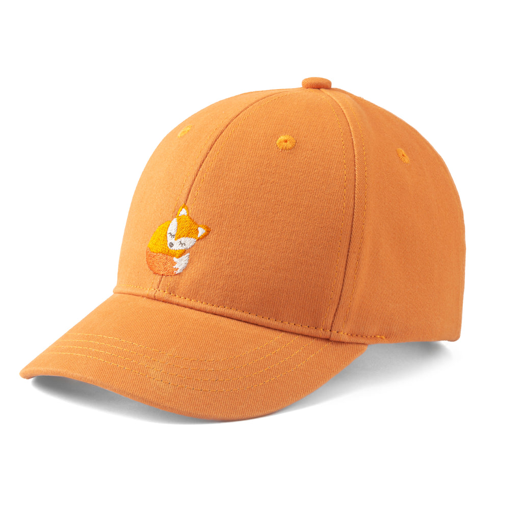 Vintage Orange Kids Baseball Hat: Little Fox, Soft Cotton (3-6/7 Years)