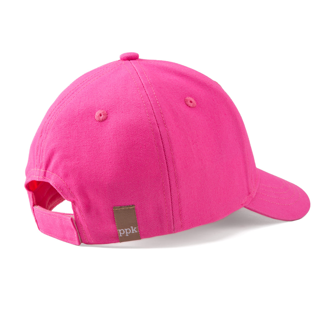 Girls' Hot Pink Baseball Hat- Cotton Fox Patch Cap (3-6/7Years)