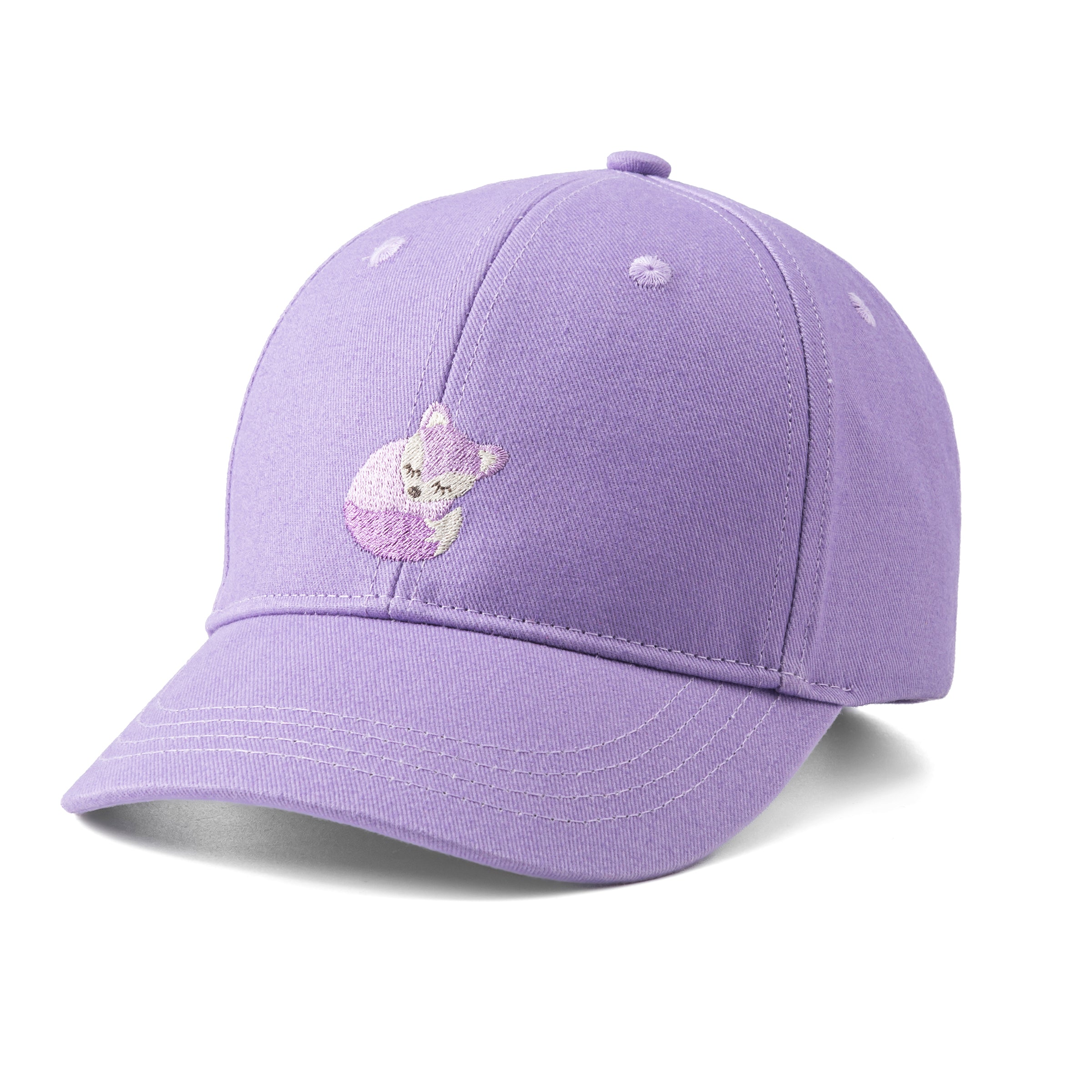 Girls' Purple Baseball Hat- Cotton Fox Patch Cap (3-6/7Years