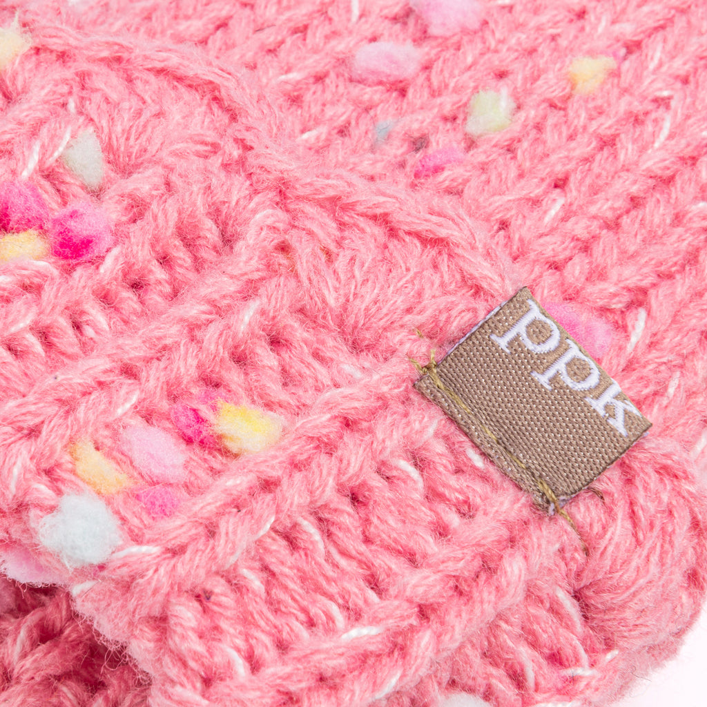 Girls Fun Speckled Knit Mittens with Scalloped Lace Cuff, for Kids All Ages 1-12 Years, Fleece-lined