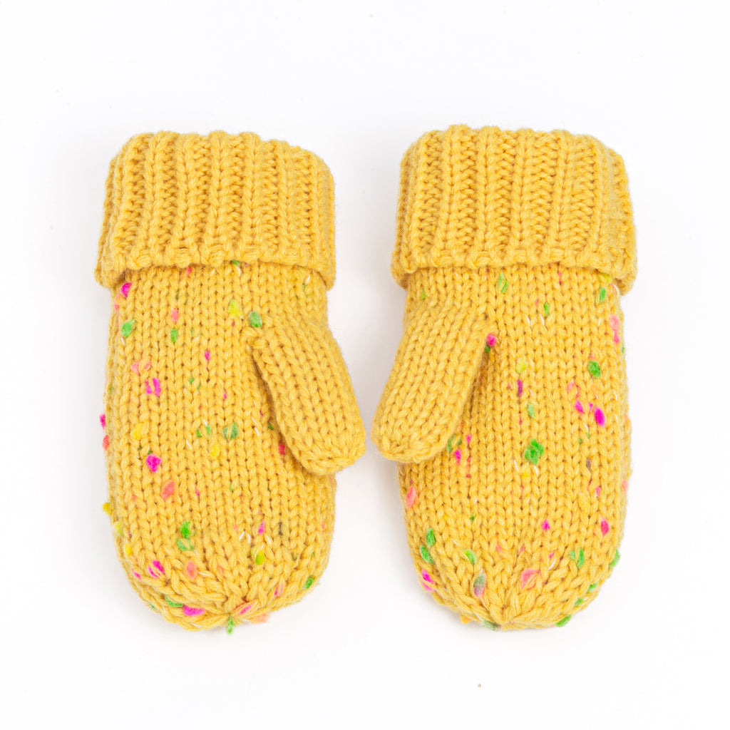 Girls Fun Speckled Knit Mittens for Kids All Ages 1-12 Years, Premium Quality, Fleece-lined Cold Weather Essential