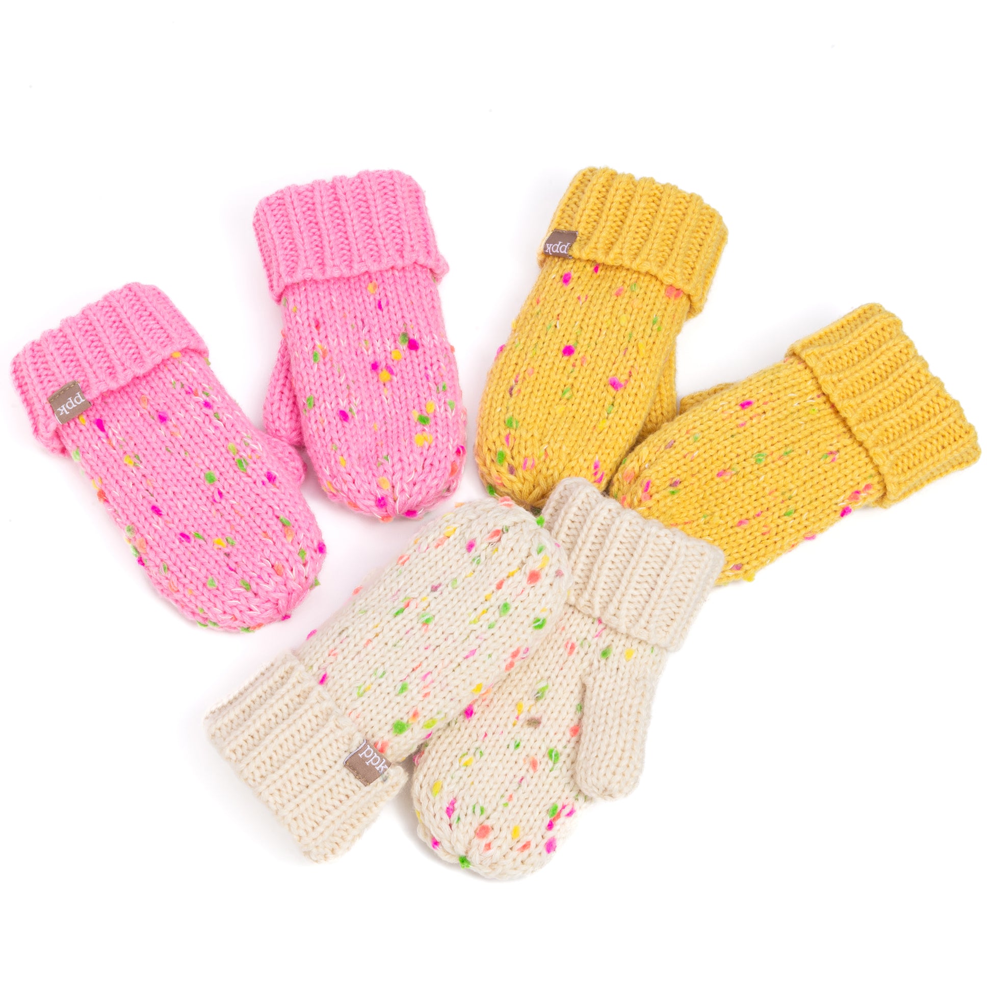 Girls Fun Speckled Knit Mittens for Kids All Ages 1-12 Years, Premium Quality, Fleece-lined Cold Weather Essential