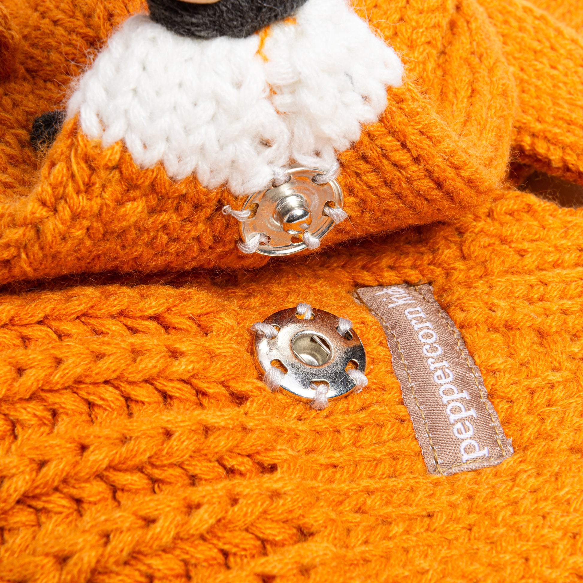 Kids Fox Knitted Neck Scarf - Fun Critter Design for Children All Ages, Unisex, Orange