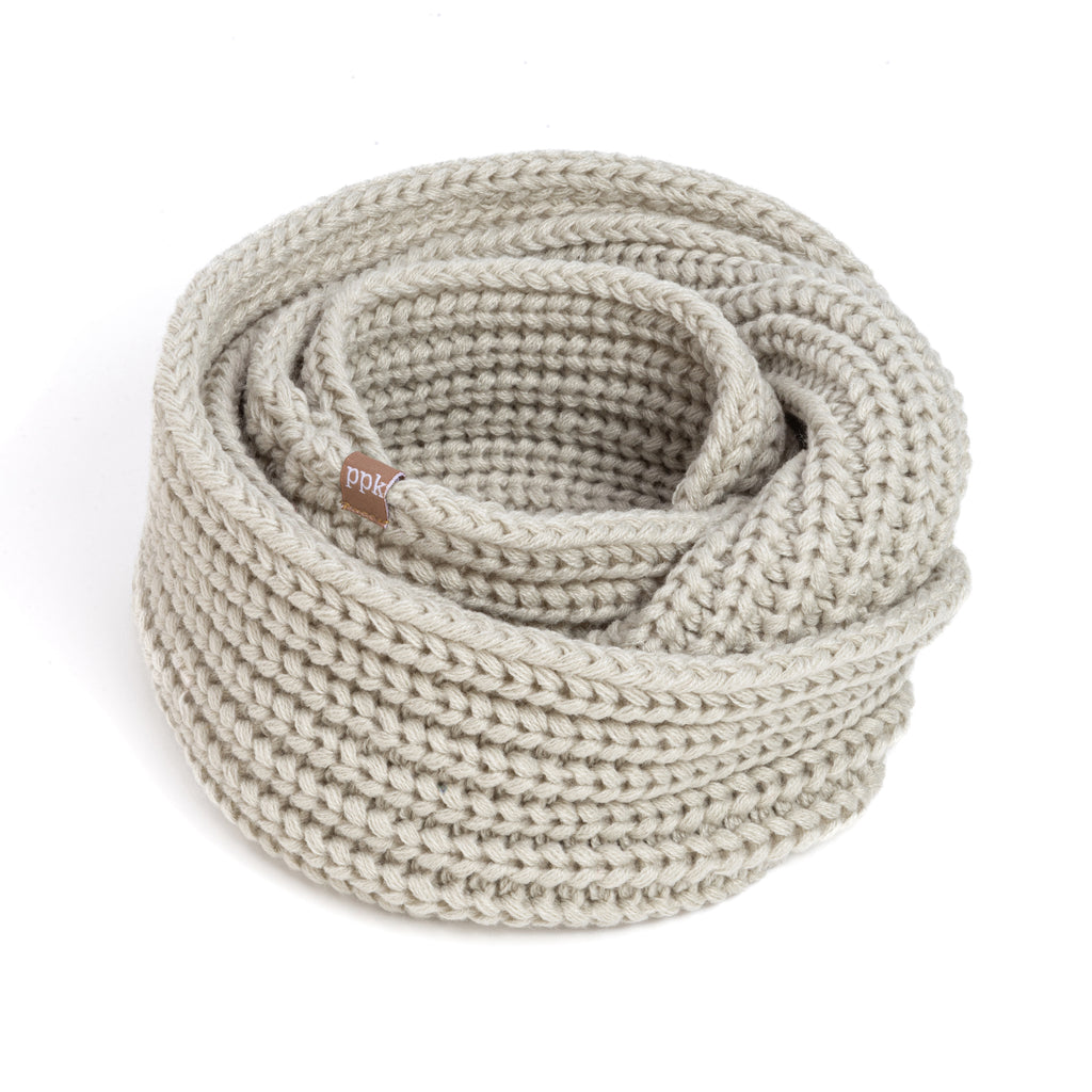Kids Knitted Infinity Scarf - Heather Grey - One Size, Unisex
