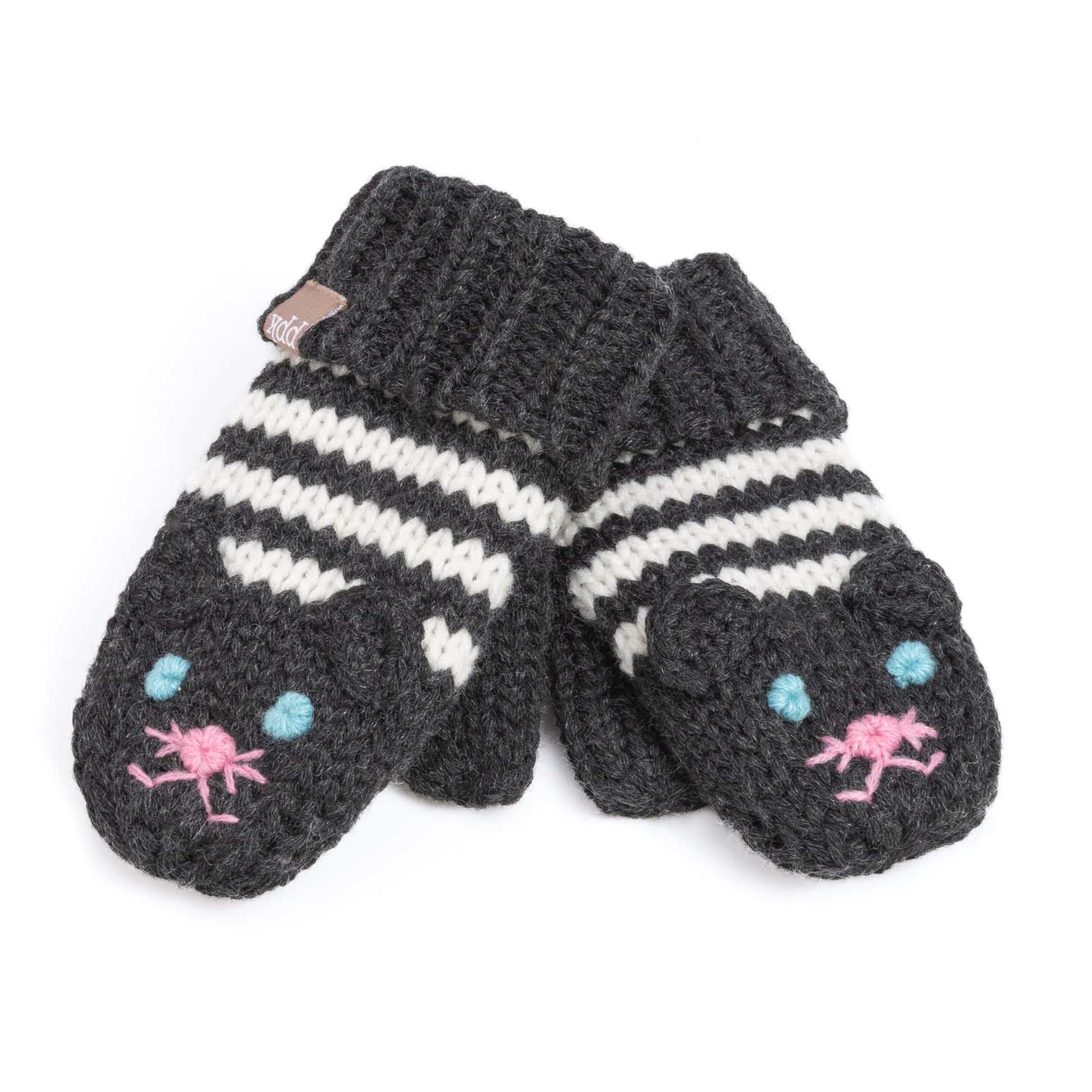 Kids Kitty Cat Stripe Knit Mittens - Soft, Fleece Lined, For Toddlers and Children of All Ages