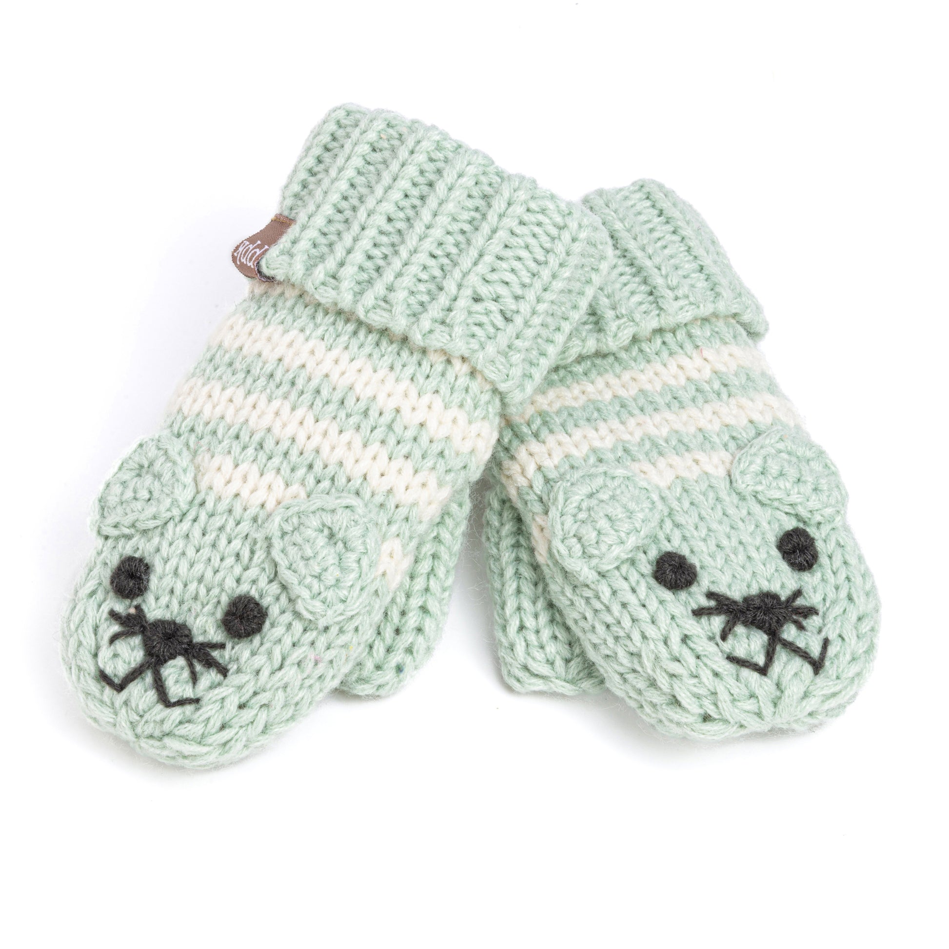 Kids Kitty Cat Stripe Knit Mittens - Soft, Fleece Lined, For Toddlers and Children of All Ages