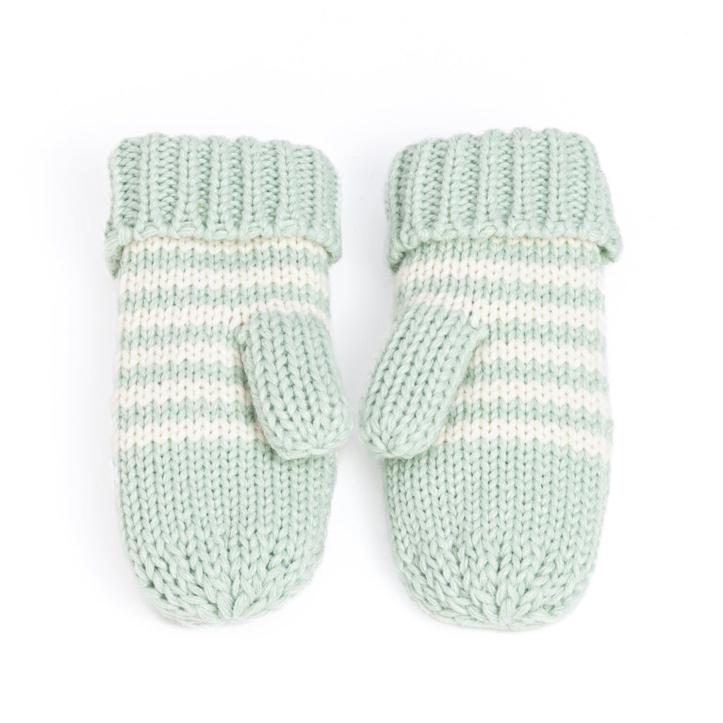 Kids Kitty Cat Stripe Knit Mittens - Soft, Fleece Lined, For Toddlers and Children of All Ages