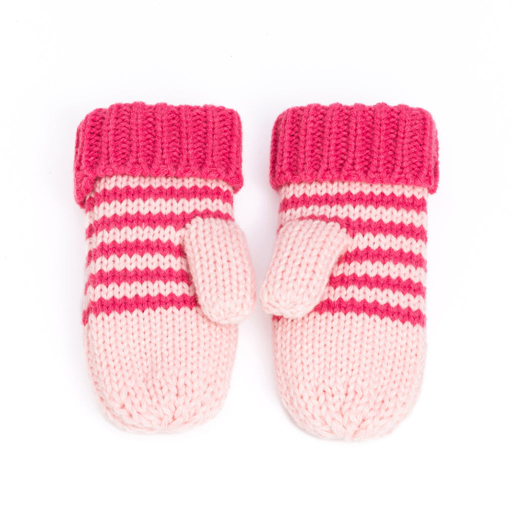 Kids Kitty Cat Stripe Knit Mittens - Soft, Fleece Lined, For Toddlers and Children of All Ages