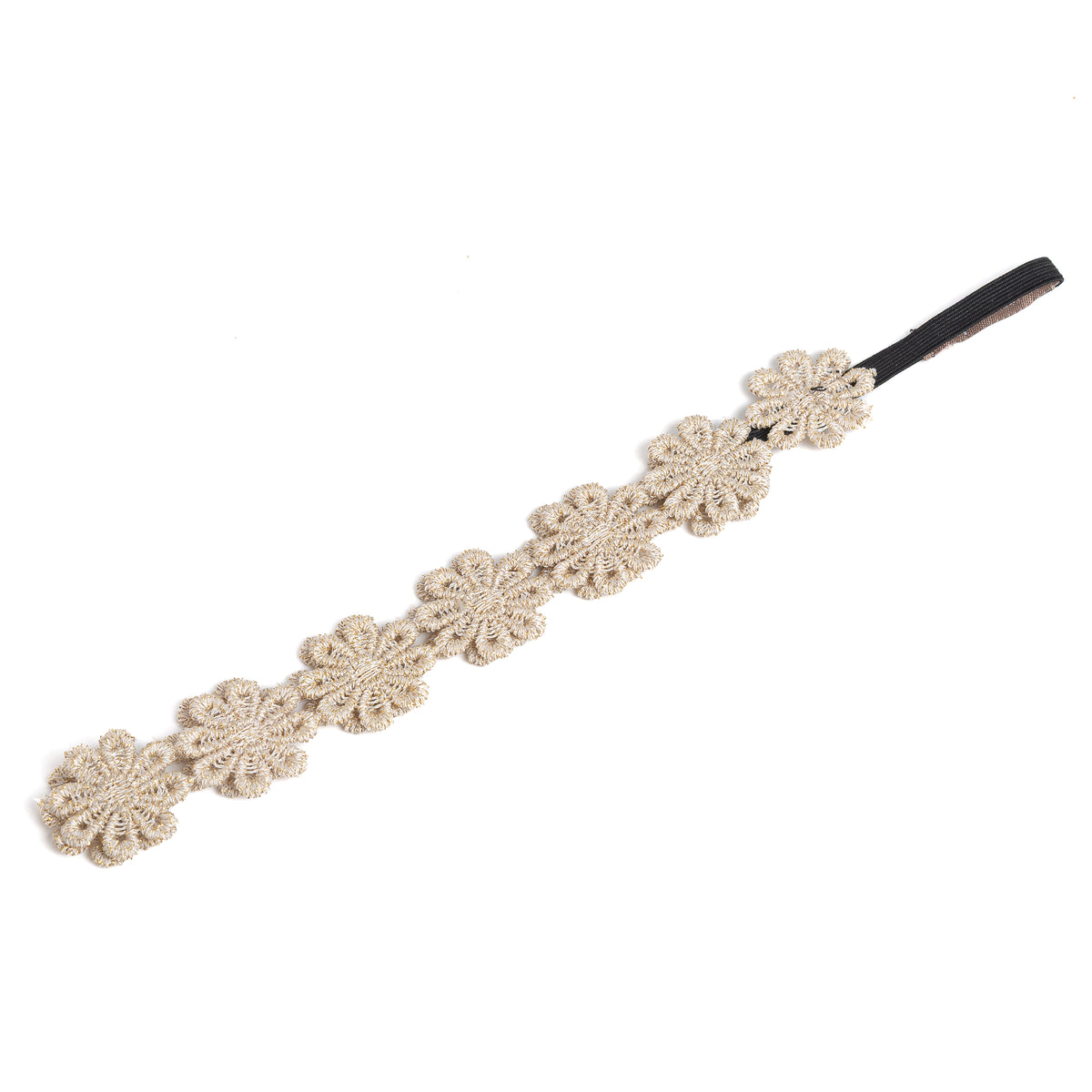 Girls Shiny Gold Floral Lace Headband