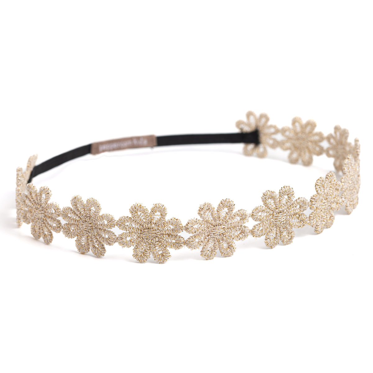Girls Shiny Gold Floral Lace Headband