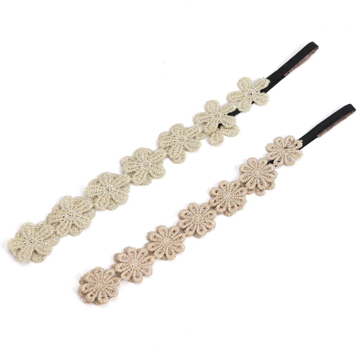 Girls Shiny Gold Floral Lace Headband