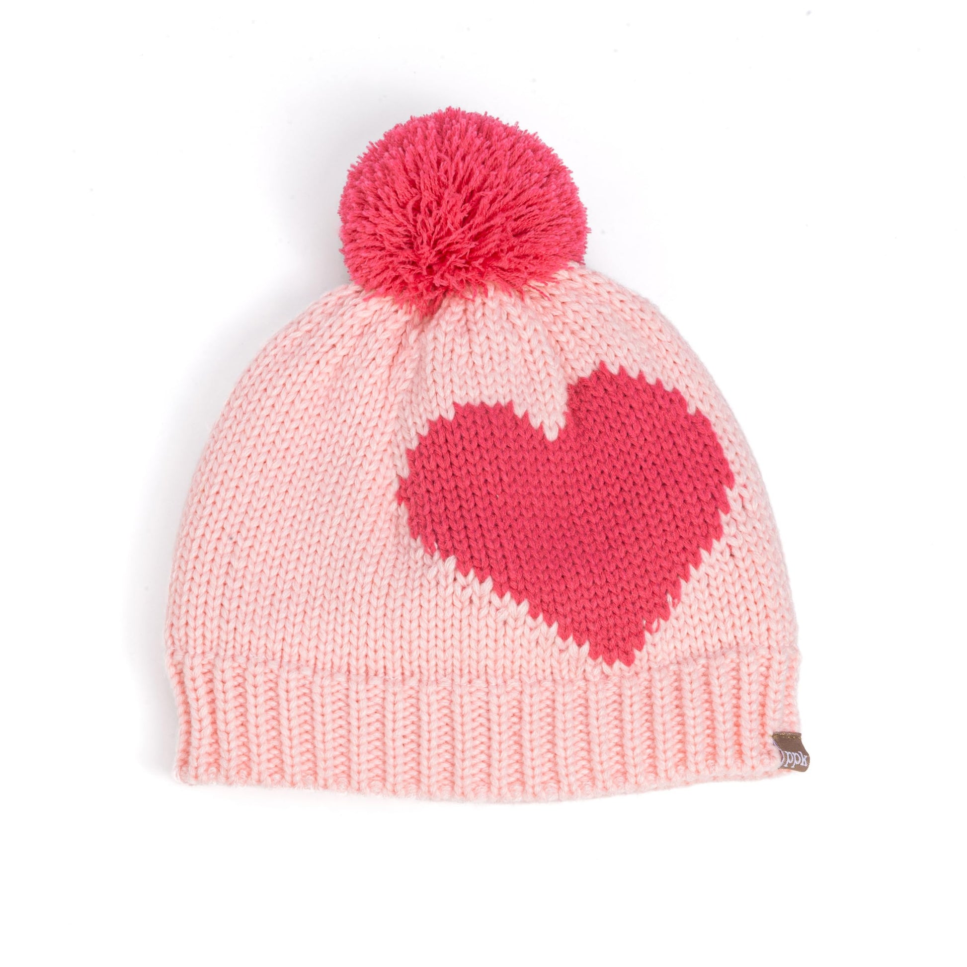 Knit Kids Fall Winter Hat with Heart Design for Girls 1-6 Years, Fleece-Lined for Cold Weather