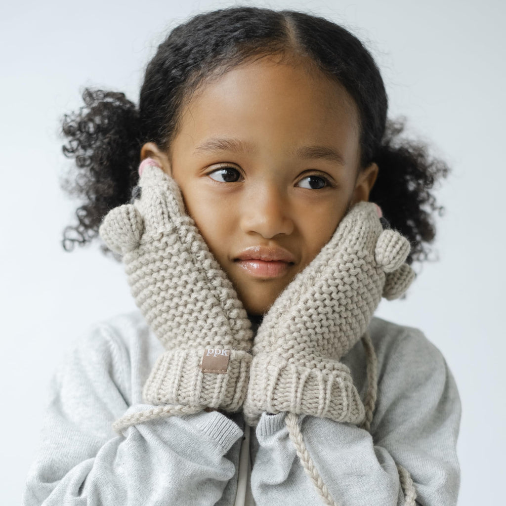 Mouse Face Knit Mittens with String for Kids 1-6 Years, Cozy, Cute & Connected for Little Hands, Premium Quality