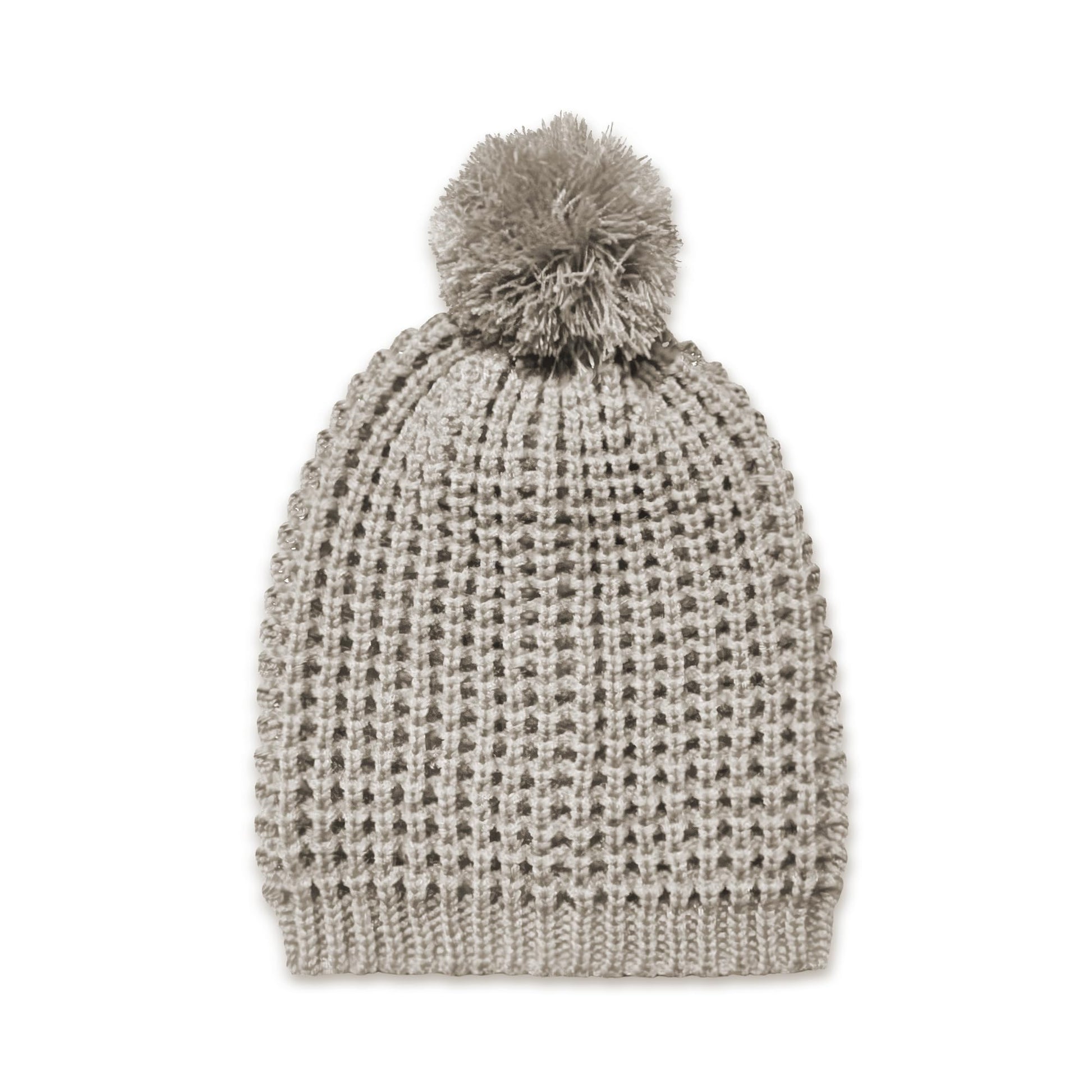 Girls Textured Knit Slouchy Beanie Hat - Warm Fleece Lined (Kids Age 5-12 Yr)