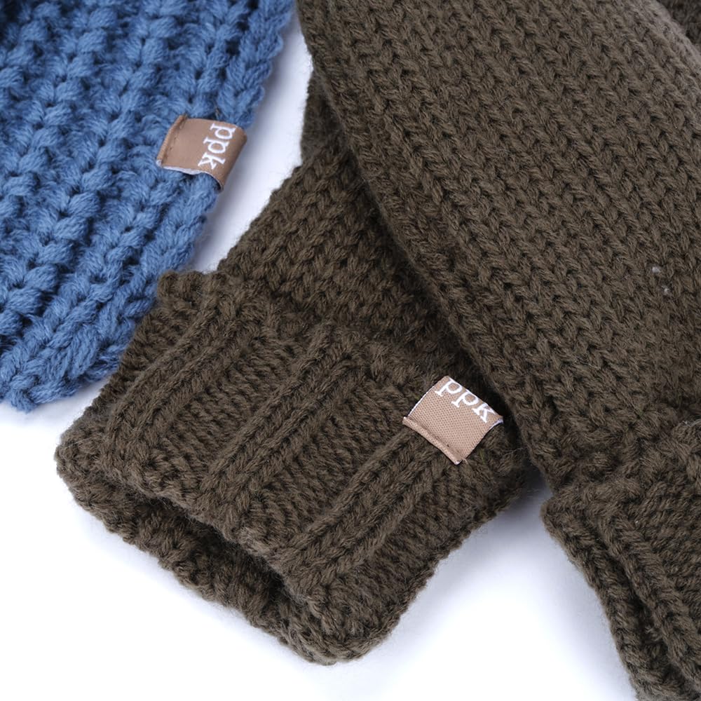 Kids Knitted Mittens with Fleece-Lined Interior - Cold Weather Basics - Boys 1-12 Y