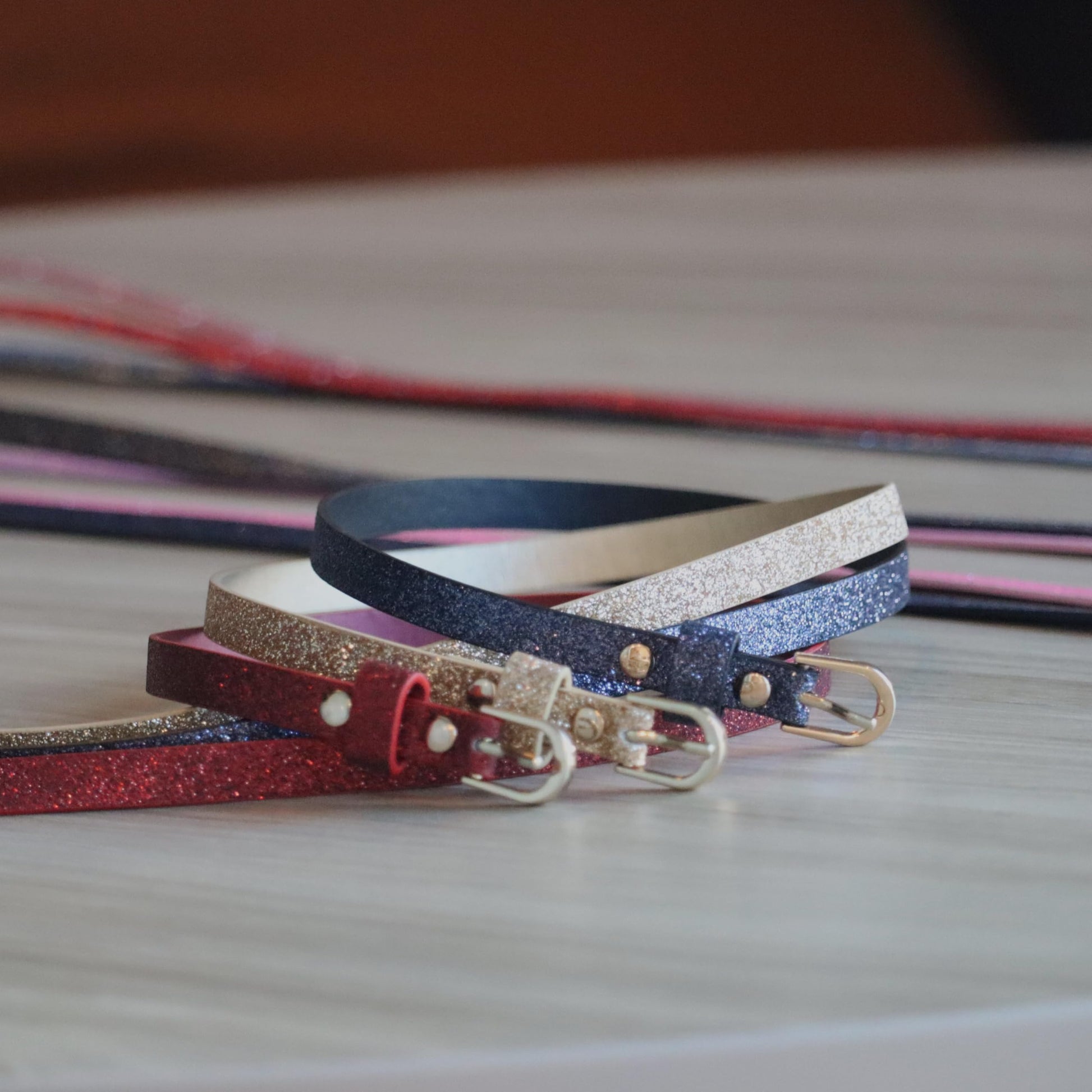 Ultra-Skinny Sparkly Glitter Belt for Girls 4 to 14