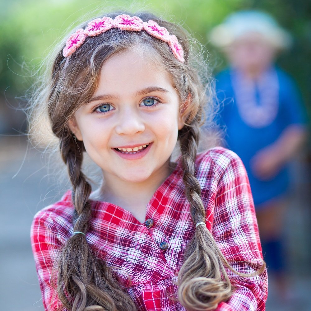 Peppercorn Kids Girls Flower Crown Headband (Age 3-8 Years) - Unique Design, Artisan Knit Hairband for Toddlers and Young Girls