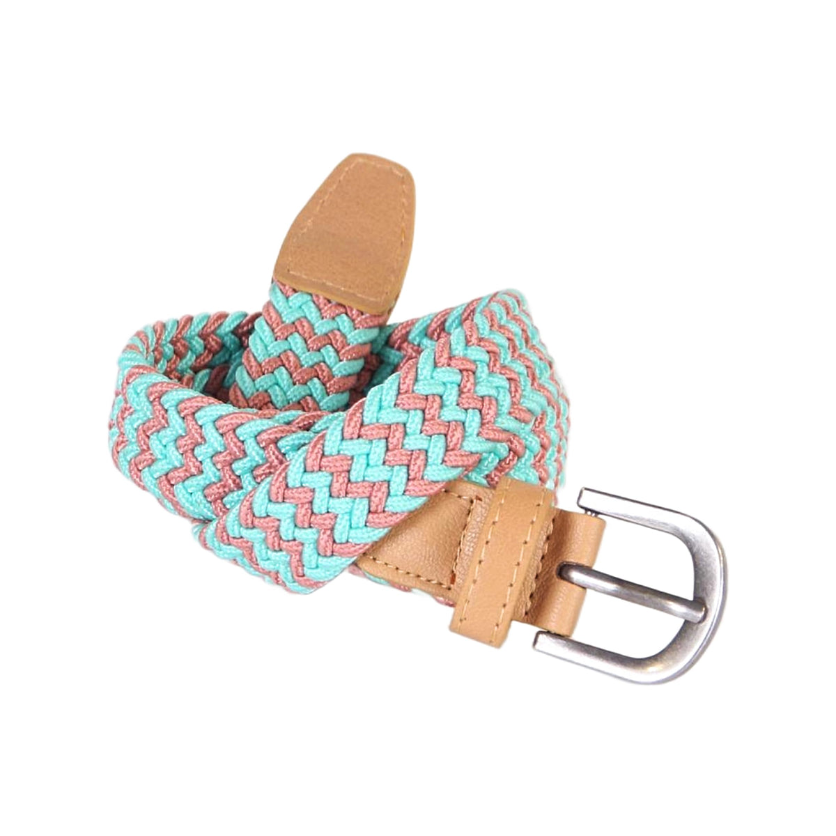 Girls Stretch Cord Braided Leather Belt - Children's Age (4-7 Y) (8-14Y)