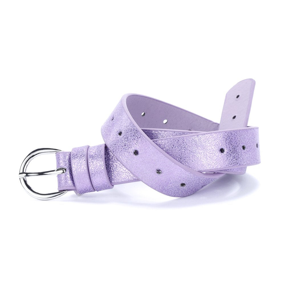 Girls Perforated Metallic Leather Belt (Ages 4 to 14) Stylish, Fun and Practical