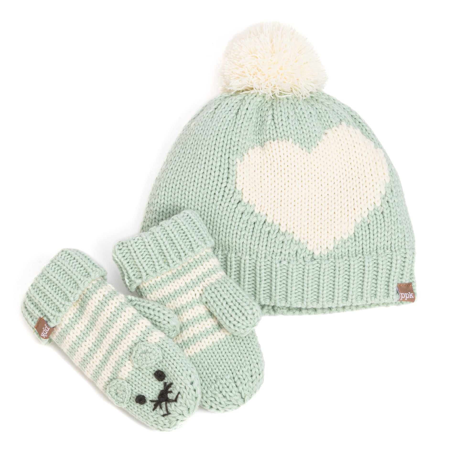 Knit Kids Fall Winter Hat Set for Girls 1-6 Years, Fleece-Lined for Cold Weather, Cute Heart Design