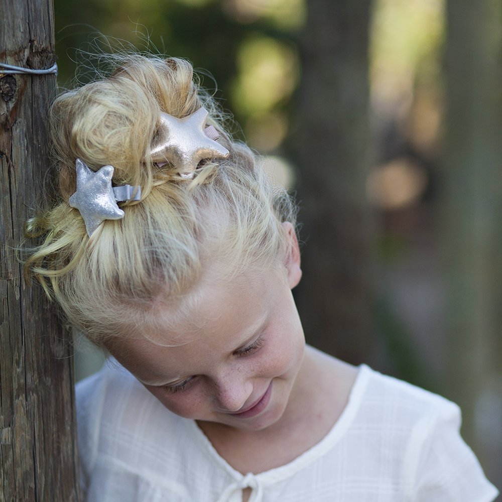 Girls Shiny Metallic Star Shaped Hair Clip - Kids All Ages