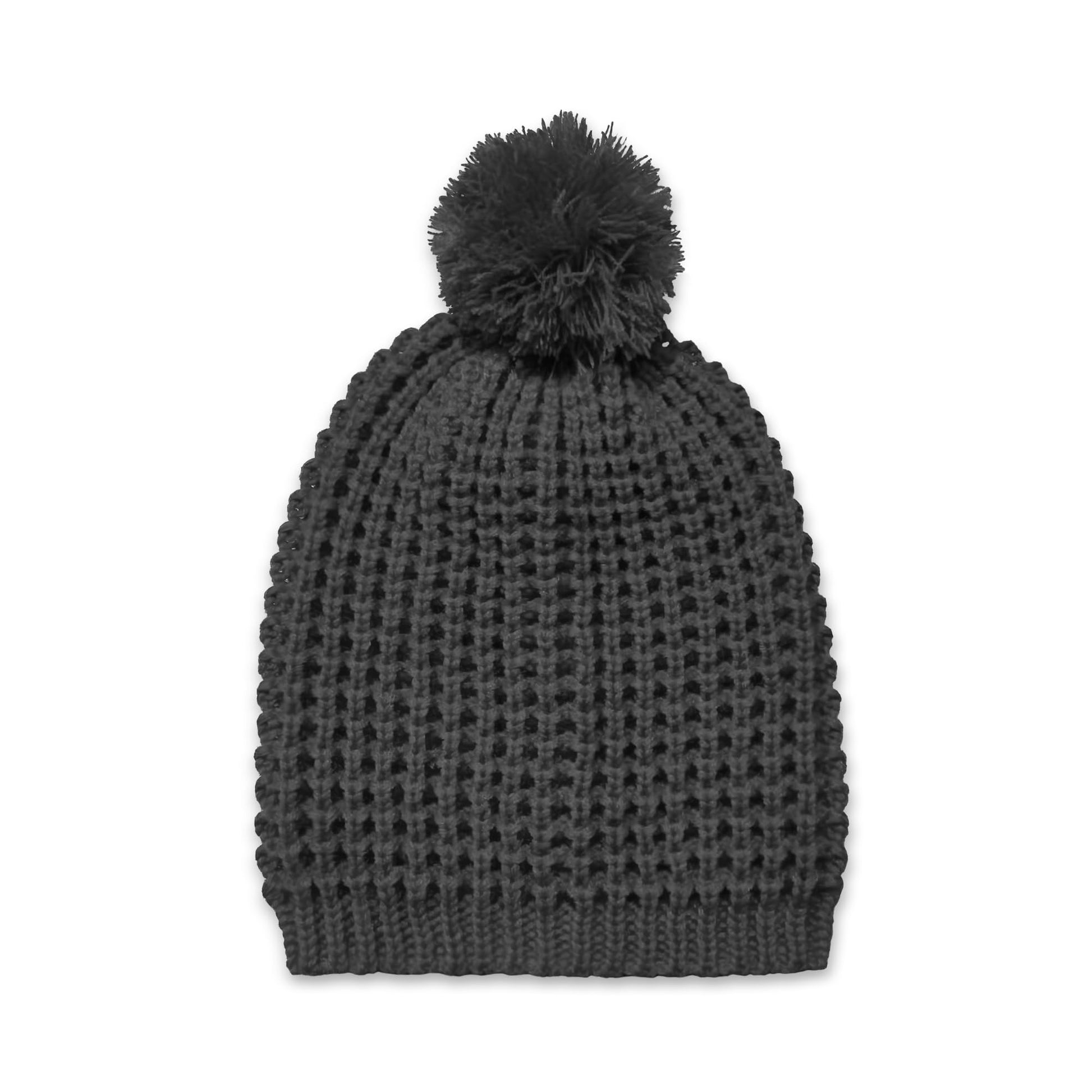 Girls Textured Knit Slouchy Beanie Hat - Warm Fleece Lined (Kids Age 5-12 Yr)