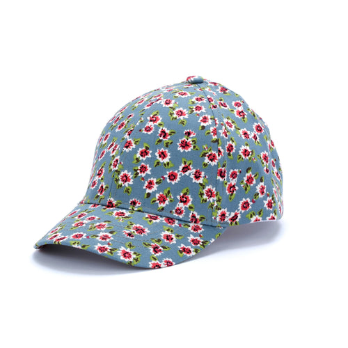 Girls 7-12 Years Stylish Floral Baseball Cap-Vintage / Blue - Premium Quality, Unique Print