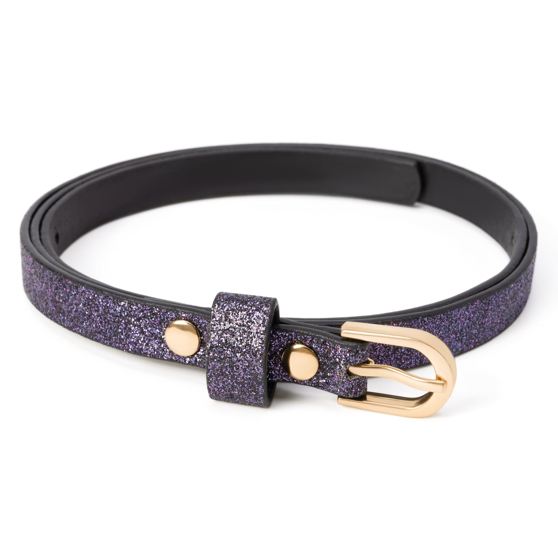 Ultra-Skinny Sparkly Glitter Belt for Girls 4 to 14