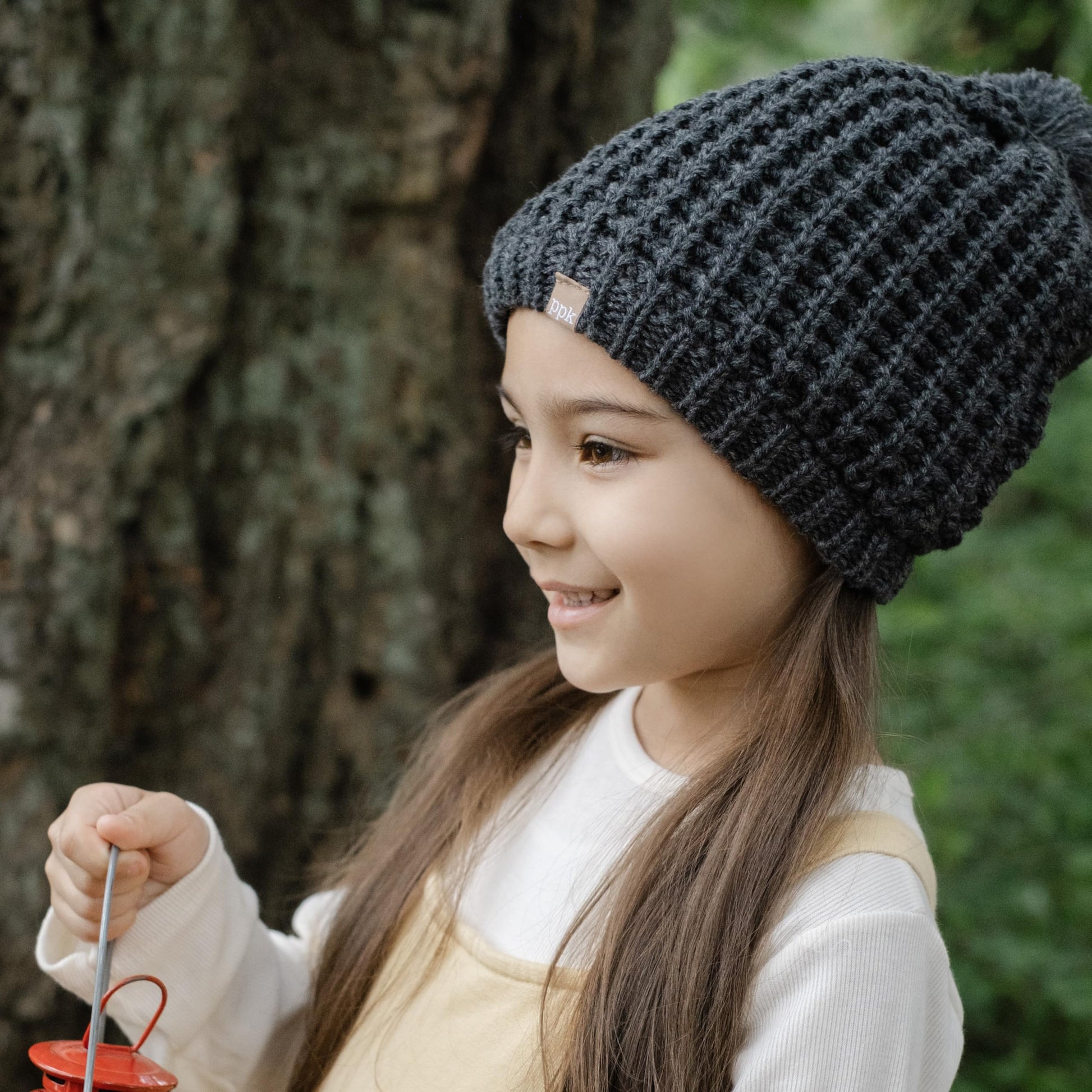 Girls Textured Knit Slouchy Beanie Hat - Warm Fleece Lined (Kids Age 5-12 Yr)